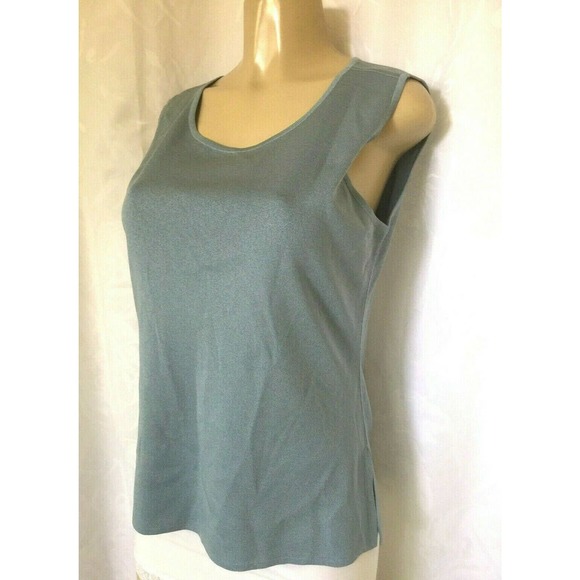 Exclusively Misook Tank Top Blouse Shirt Sleeveless Scoop Neck Blue M - Picture 2 of 4